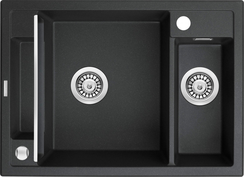 Deante Magnetic  zlewozmywak granitowy magnetyczny 1,5 komory z ociekaczem grafit metalik ZRMG503