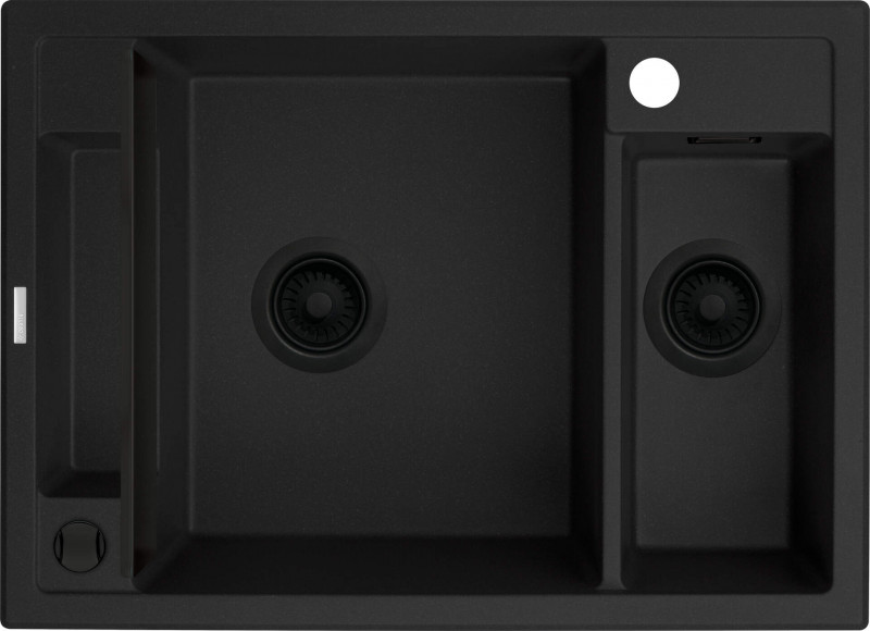 Deante Magnetic zlewozmywak granitowy magnetyczny 1,5 komory z ociekaczem nero ZRMN503