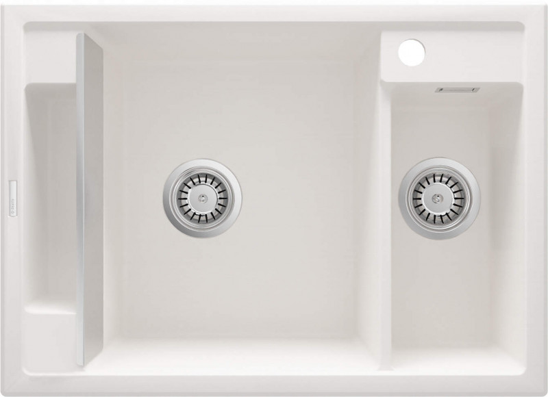 Deante Magnetic zlewozmywak granitowy magnetyczny 1,5 komory z ociekaczem alabaster ZRMA503