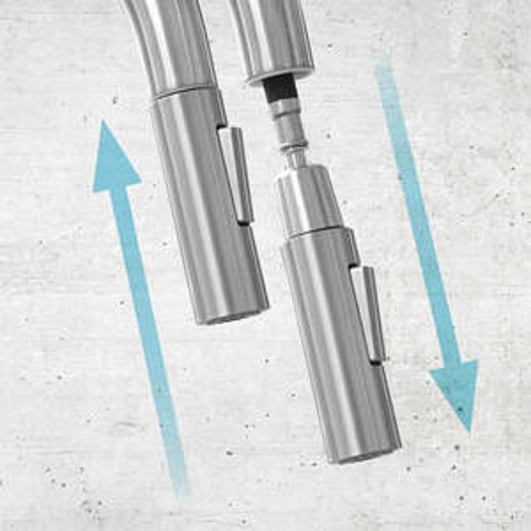 Deante Lima bateria zlewozmywakowa z wyciąganą wylewką stal BBMF72M