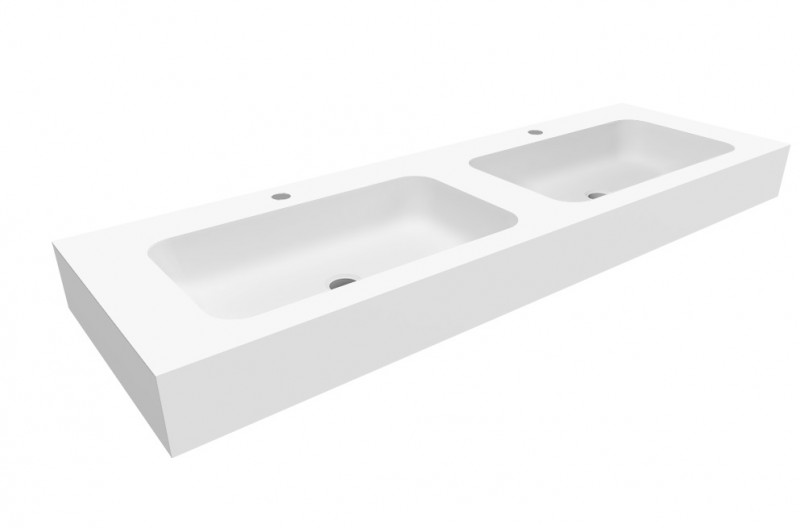 Cristalstone Linea Simpla umywalka podwójna 140x45 cm biały satynowy mat U1400-2XMOT