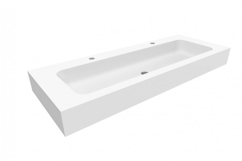 Cristalstone Linea Simpla umywalka podwójna 120x45 cm biały satynowy mat U1200-MOT