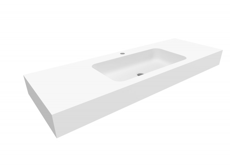 Cristalstone Linea Simpla umywalka 130x45 cm biały satynowy mat U1300-MCOT