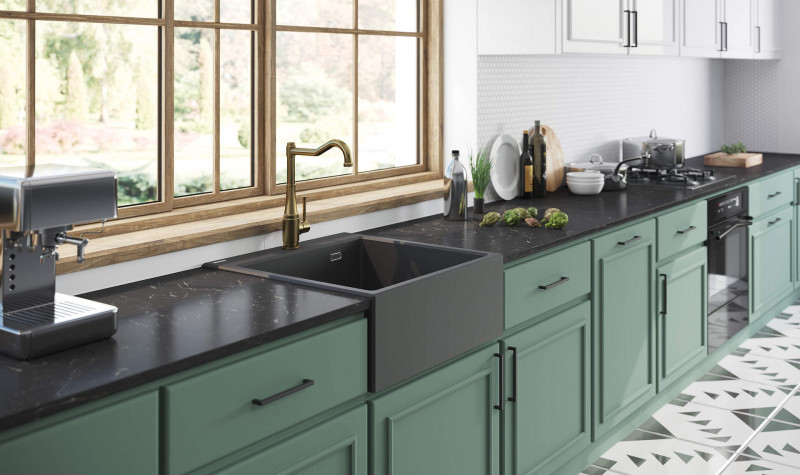 Deante Eridian zlewozmywak granitowy farmerski 1 komora bez ociekacza szary metalik ZQES10K