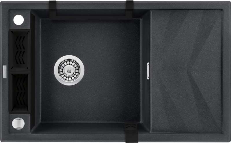 Deante Magnetic  zlewozmywak granitowy magnetyczny 1 komora z ociekaczem grafit metalik ZRMG113