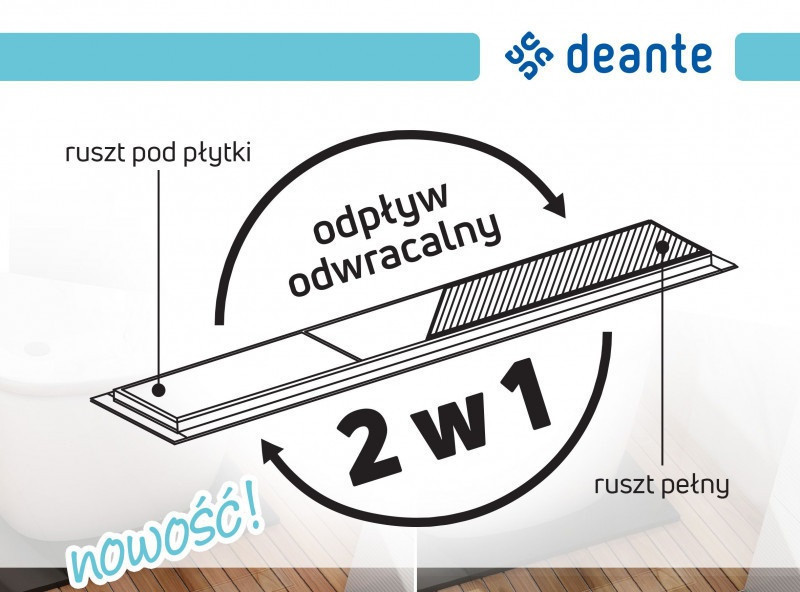 Deante odpływ liniowy odwracalny 100 cm z syfonem czarny KOSN10D