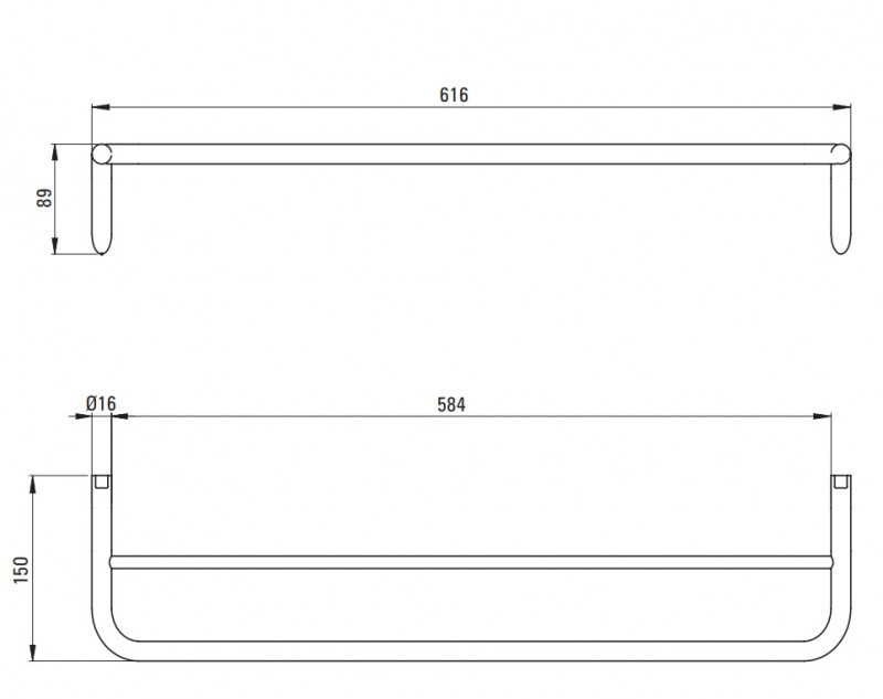 Deante Silia reling wieszak na ręcznik podwójny ścienny czarny matowy ADIN631