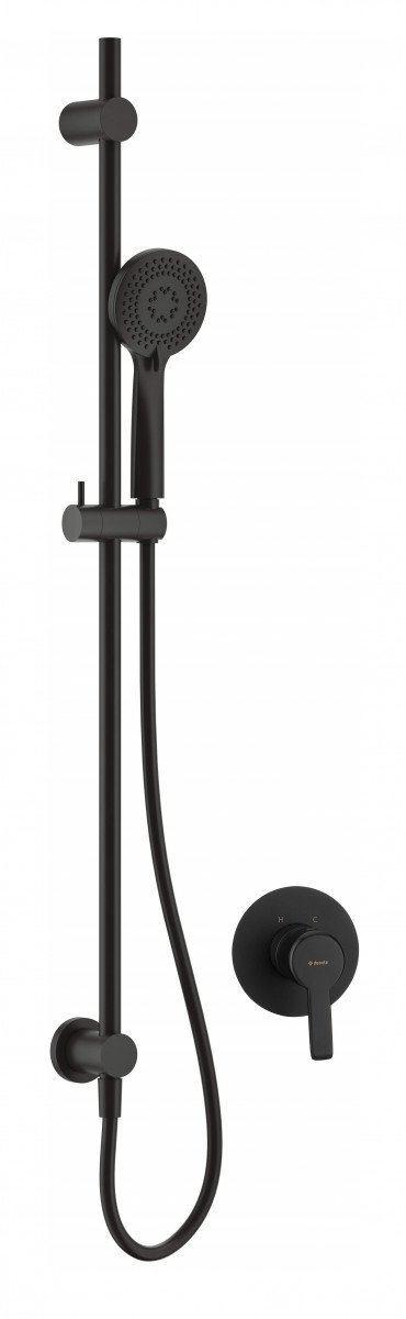 Deante Arnika zestaw prysznicowy podtynkowy z drążkiem czarny matowy NACN9TP