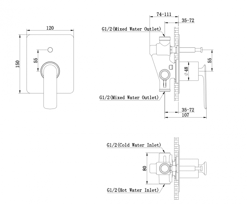 Kohlman Experience Brushed Gold bateria wannowo-prysznicowa podtynkowa 2-drożna złoty szczotkowany QW210EGDB