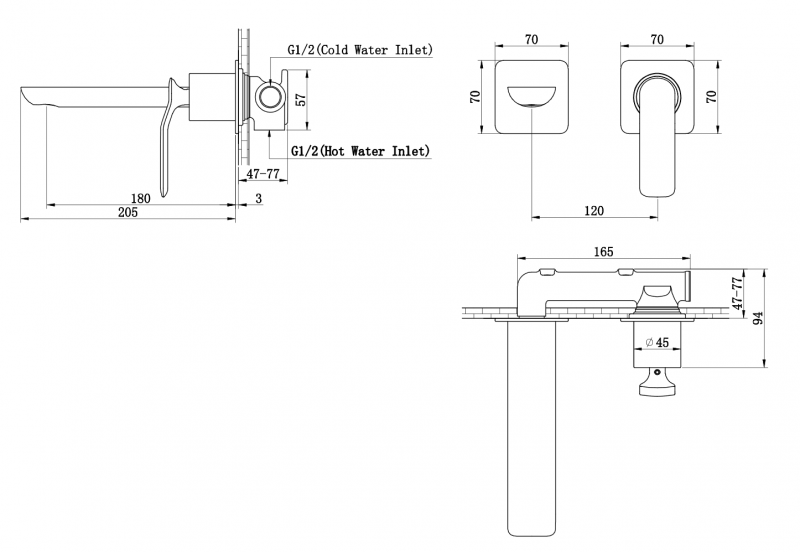 Kohlman Experience Brushed Gold bateria umywalkowa podtynkowa złoty szczotkowany QW180EGDB
