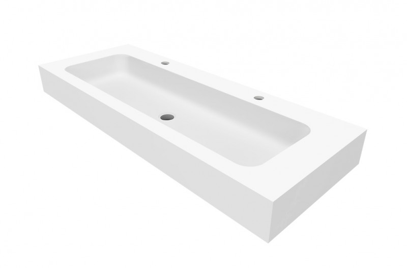 Cristalstone Linea Simpla umywalka podwójna 120x45 cm biały satynowy mat U1200-MOT