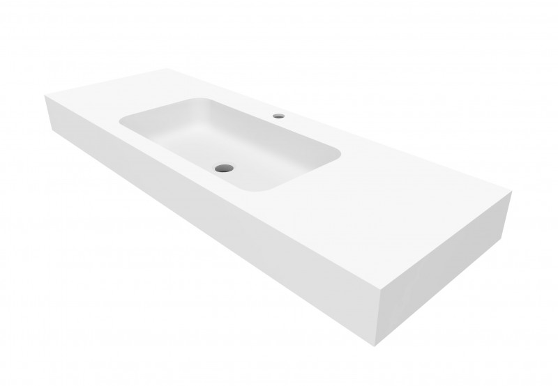 Cristalstone Linea Simpla umywalka 130x45 cm biały satynowy mat U1300-MCOT