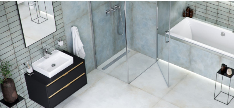 Excellent Stilio odpływ liniowy z rusztem dekoracyjnym 80 cm niski 6 cm INEX.1515.800.R.SNP