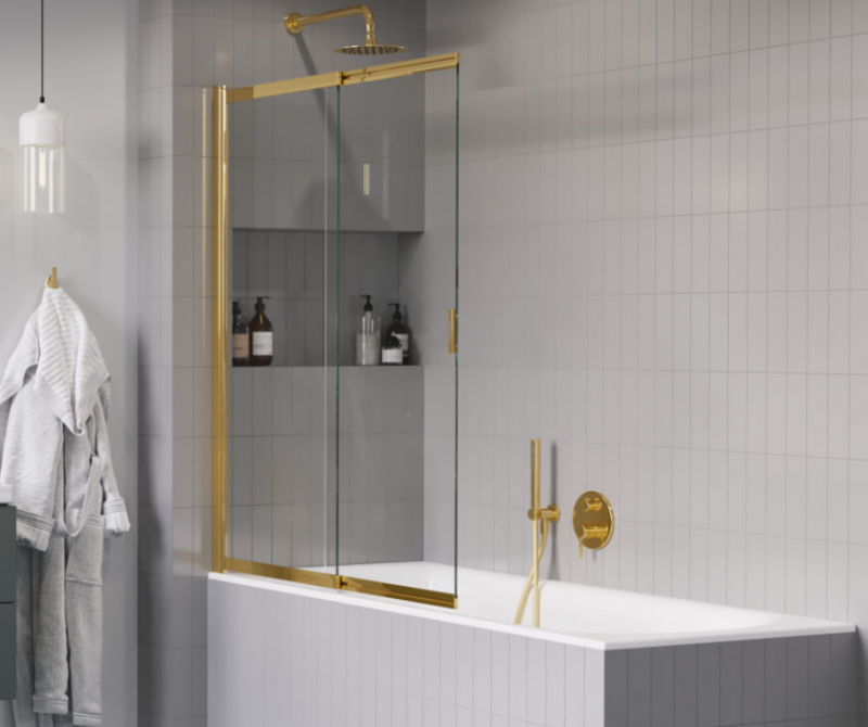 Excellent liner parawan wannowy 2-cześciowy rozsuwany - 63-110cm złoty KAEX.2940.1100.LP