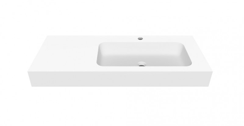 Cristalstone Linea Simpla umywalka 110x45 cm prawa biały satynowy mat U1100-MBPOT
