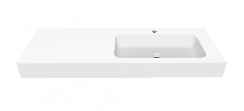 Cristalstone Linea Simpla umywalka 130x45 cm prawa biały satynowy mat U1300-MBPOT
