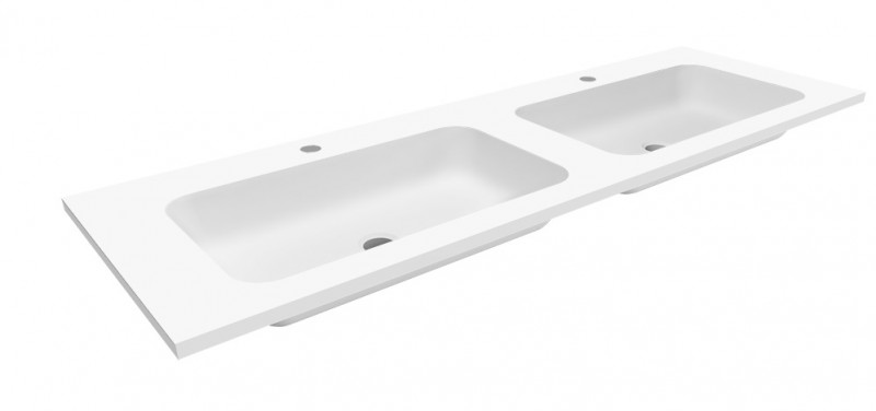 Cristalstone Linea Simpla umywalka meblowa podwójna 140x45 cm biały satynowy mat U1400-2xMOT/CR