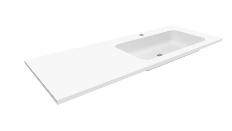 Cristalstone Linea Simpla umywalka meblowa 120x45 cm prawa biały satynowy mat U1200-MBPOT/CR