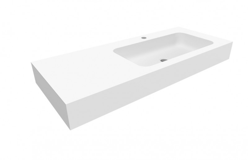 Cristalstone Linea Simpla umywalka 110x45 cm prawa biały satynowy mat U1100-MBPOT