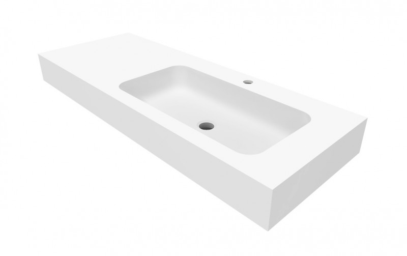 Cristalstone Linea Simpla umywalka 120x45 cm prawa biały satynowy mat U1200-MBPOT