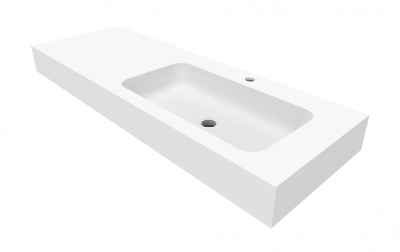 Cristalstone Linea Simpla umywalka 130x45 cm prawa biały satynowy mat U1300-MBPOT