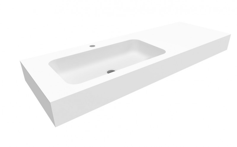 Cristalstone Linea Simpla umywalka 130x45 cm lewa biały satynowy mat U1300-MBLOT