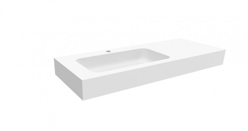 Cristalstone Linea Simpla umywalka 120x45 cm lewa biały satynowy mat U1200-MBLOT