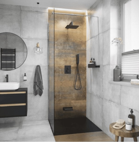 Excellent Keria termostatyczny zestaw podtynkowy z deszczownicą 25x25 3-drożny czarny mat AREX.SET.2048BL