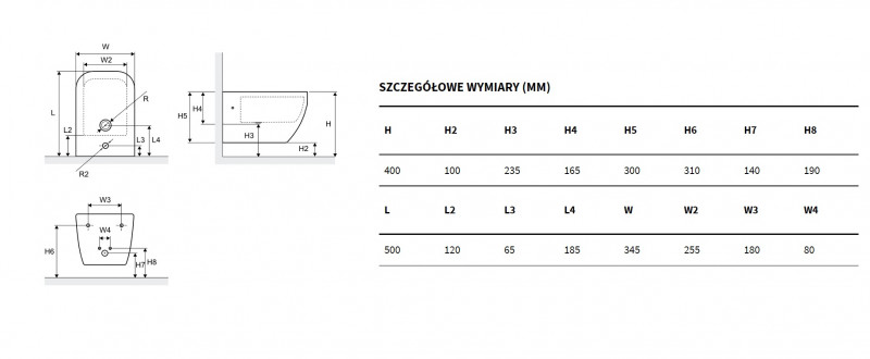 Excellent Ness bidet wiszący 50cm biały CENL.3506.500.WH