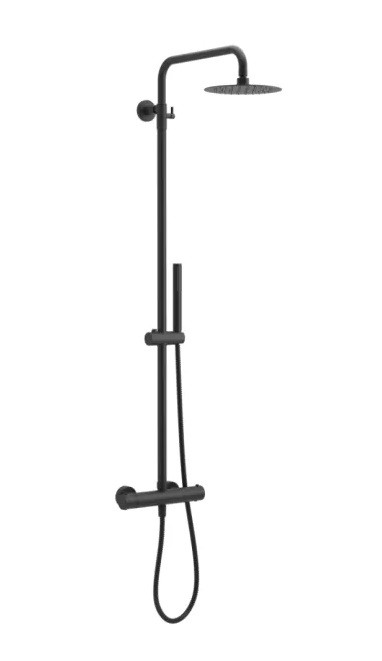 Excellent Rain Termo Round termostatyczny zestaw prysznicowy z deszczownicą 20x20 czarny mat ARAC.SY.107BL