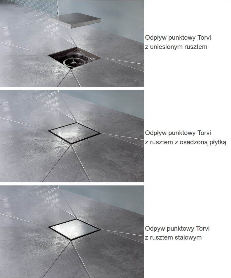 Excellent Torvi odpływ punktowy 13x13 cm kratka 2w1 czarny mat INEX.TO130.50.BL