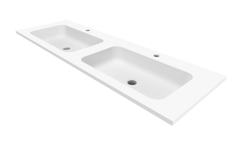 Cristalstone Linea Simpla umywalka meblowa podwójna 140x45 cm biały satynowy mat U1400-2xMOT/CR