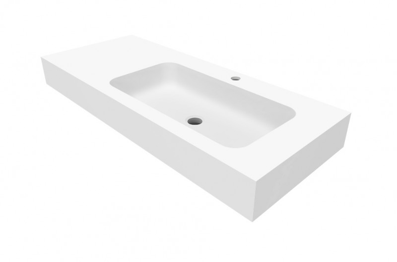 Cristalstone Linea Simpla umywalka 110x45 cm prawa biały satynowy mat U1100-MBPOT