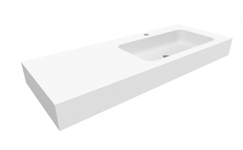 Cristalstone Linea Simpla umywalka 120x45 cm prawa biały satynowy mat U1200-MBPOT
