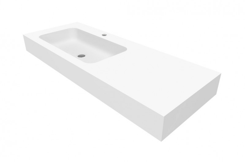 Cristalstone Linea Simpla umywalka 120x45 cm lewa biały satynowy mat U1200-MBLOT