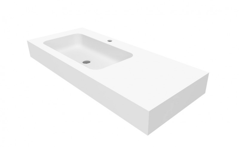 Cristalstone Linea Simpla umywalka 110x45 cm lewa biały satynowy mat U1100-MBLOT