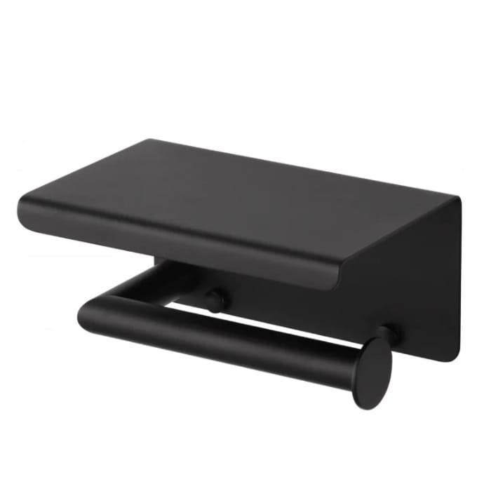 Stella uchwyt do papieru toaletowego z półką na telefon czarny mat 21006-B