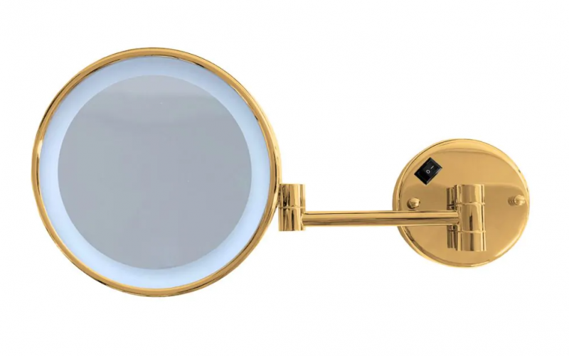 Stella lusterko kosmetyczne powiększające 3x podświetlane LED ruchome złoty połysk 2200730-G