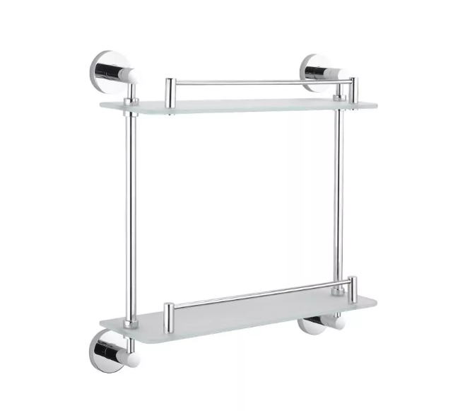 Stella Classic półka szklana podwójna prosta szkło matowe chrom 07842