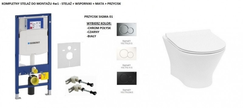 Geberit + Roca Nexo Rimles- Zestaw 6w1 - kompletny stelaż + muszla + deska wolnoopadająca slim