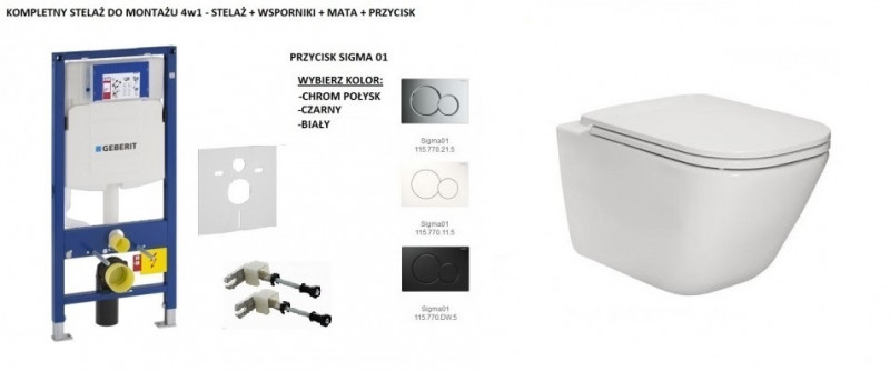 Geberit + Roca Gap RimClean - Zestaw 6w1 - kompletny stelaż + muszla + deska wolnoopadająca slim