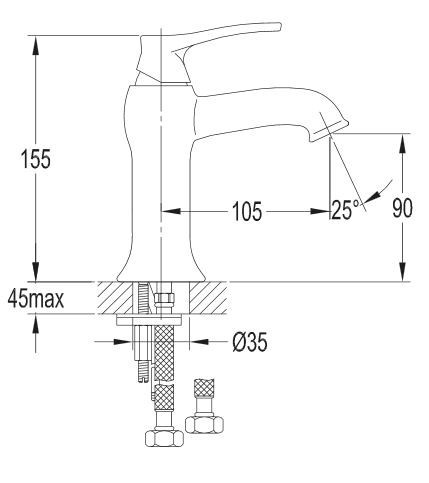 Omnires Art Deco bateria umywalkowa stojąca brąz antyczny AD5110BR