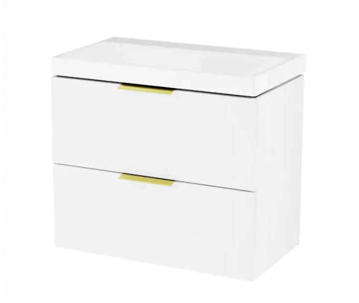 Excellent Blanko szafka z umywalką bez otworu 65 cm biały/uchwyty złote MLEX.6301.640.WH + CENL.6327.650.WH + MLEX.6303.SETGL