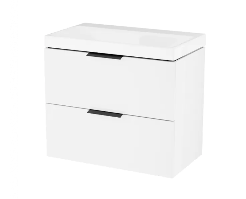 Excellent Blanko szafka z umywalką bez otworu 65 cm biały/uchwyty czarne MLEX.6301.640.WH + CENL.6327.650.WH + MLEX.6303.SET.BL