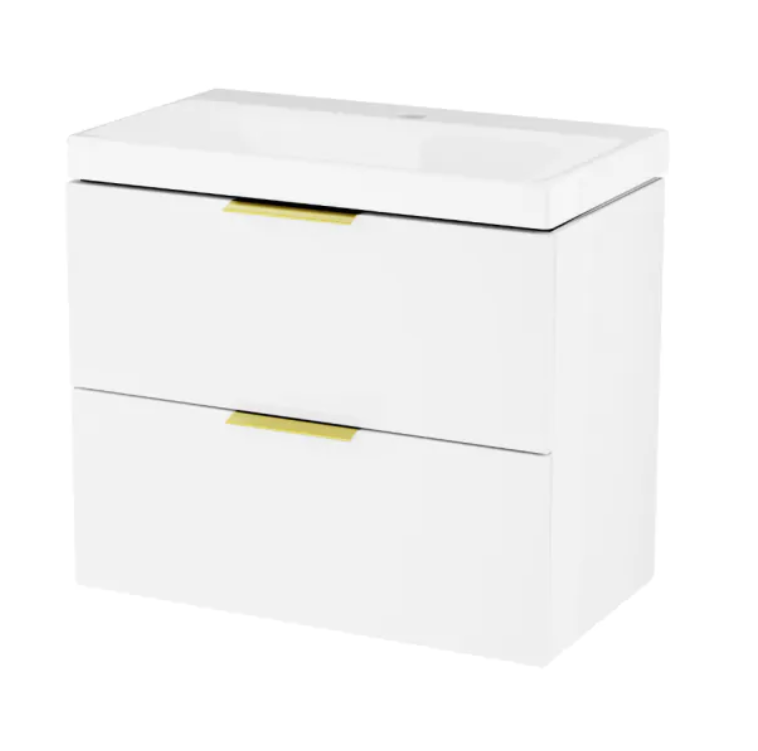 Excellent Blanko szafka z umywalką z otworem 65 cm biały/uchwyty złoty MLEX.6301.640.WH + CENL.6317.650.WH + MLEX.6303.SET.GL