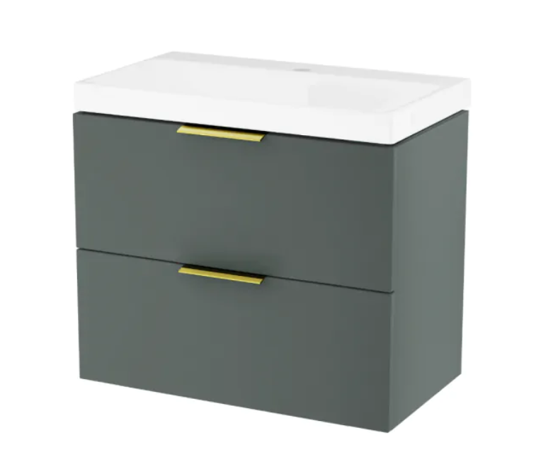 Excellent Blanko szafka z umywalką z otworem 65 cm szałwiowy mat/uchwyty złote MLEX.6301.640.GN + CENL.6317.650.WH + MLEX.6303.SET.GL