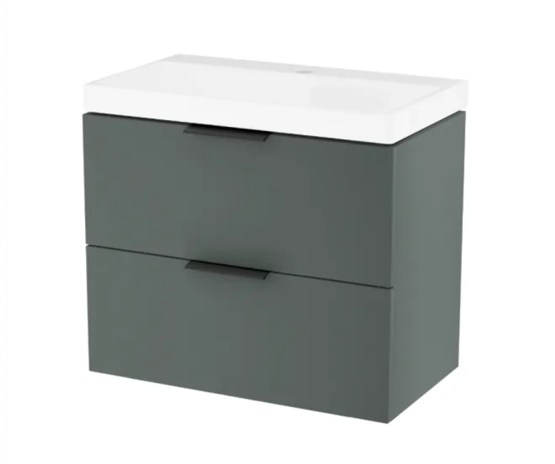 Excellent Blanko szafka z umywalką z otworem 65 cm szałwiowy mat/uchwyty czarne MLEX.6301.640.GN + CENL.6317.650.WH + MLEX.6303.SET.BL