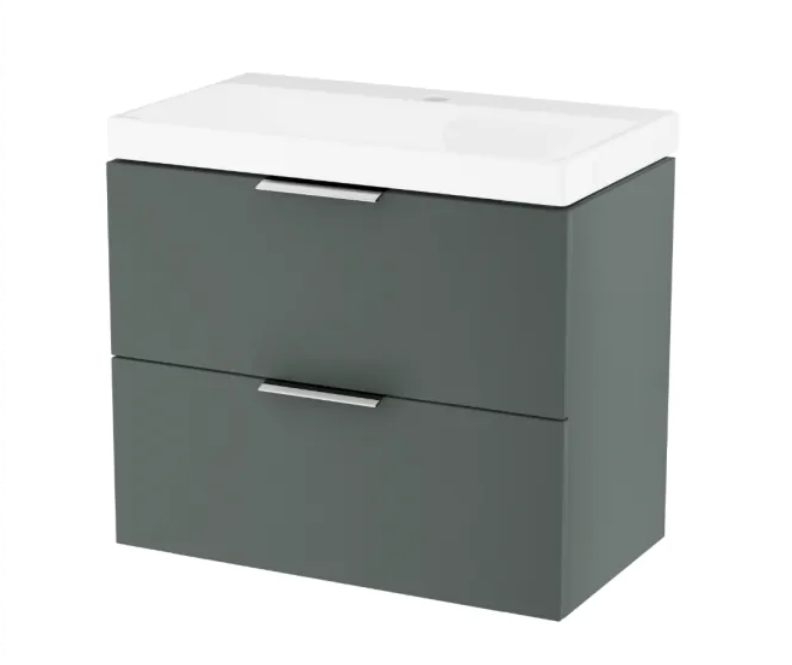 Excellent Blanko szafka z umywalką z otworem 65 cm szałwiowy mat/uchwyty chrom MLEX.6301.640.GN + CENL.6317.650.WH + MLEX.6303.SET.CR