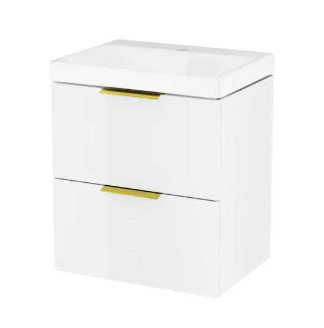 Excellent Blanko szafka z umywalką z otworem 49 cm biały/uchwyty złote MLEX.6301.490.WH + CENL.6317.500.WH + MLEX.6303.SET.GL