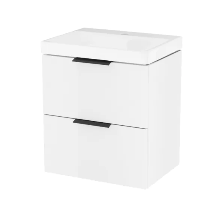 Excellent Blanko szafka z umywalką z otworem 49 cm biały/uchwyty czarne MLEX.6301.490.WH + CENL.6317.500.WH + MLEX.6303.SET.BL